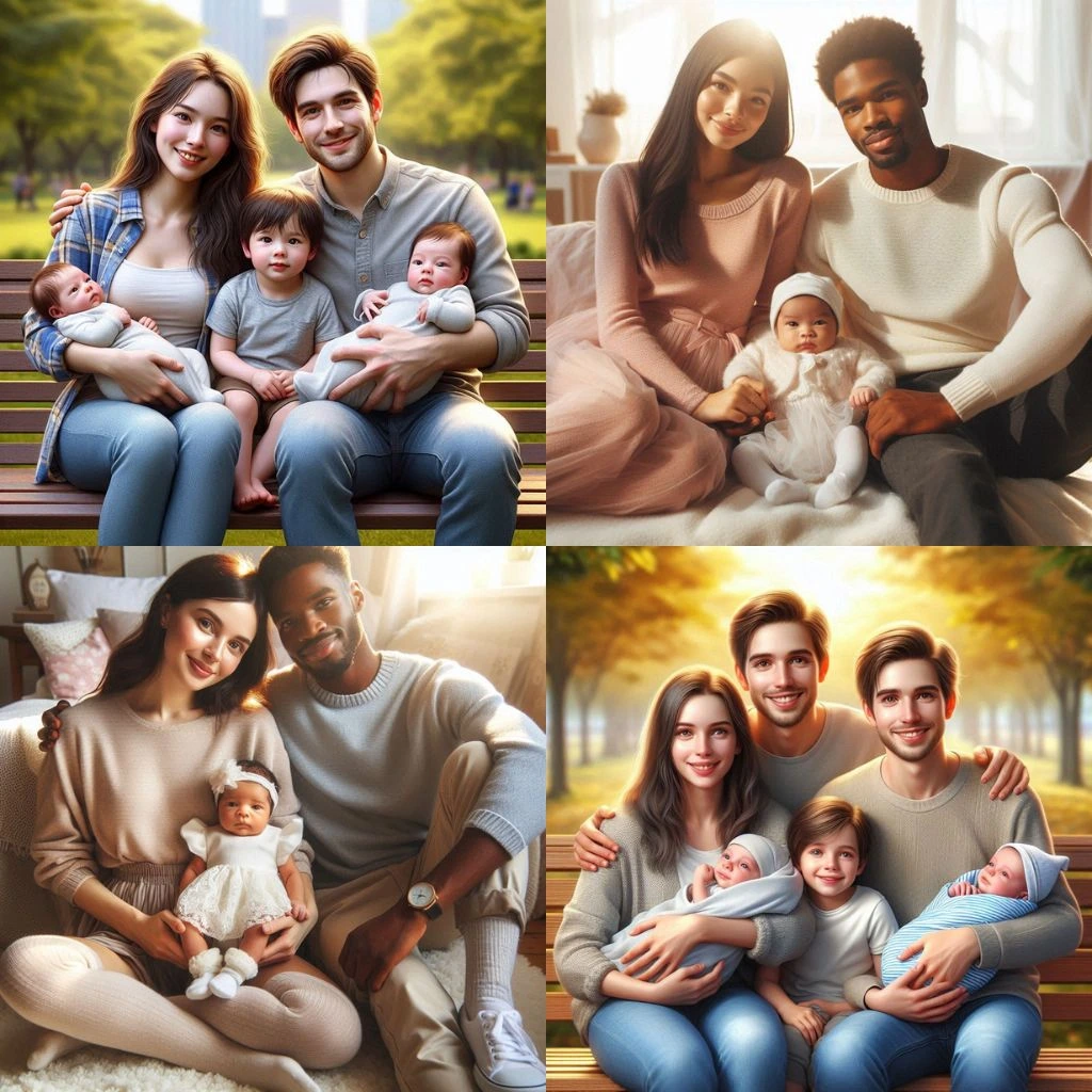 family and baby pose for newborn photography at blessedcutebabies