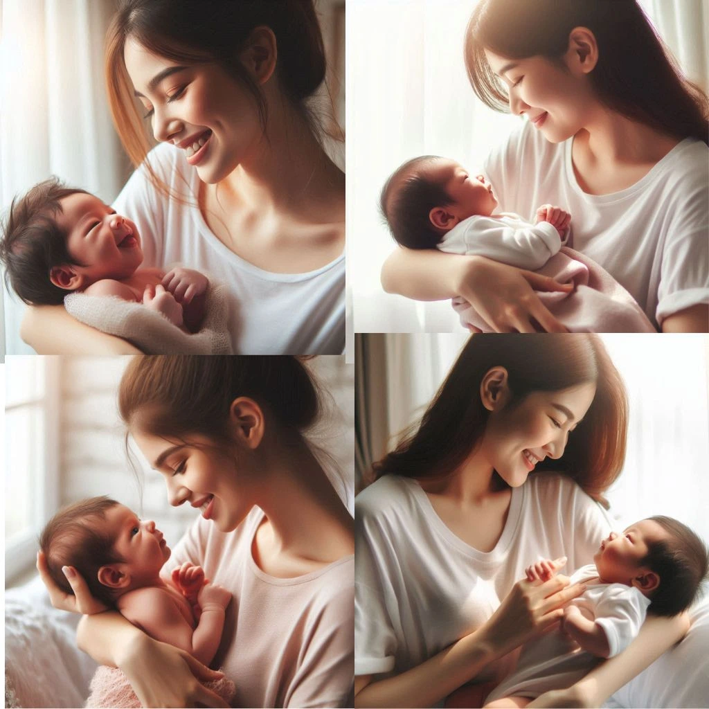 mom and baby pose for newborn photography at blessed-cute-babies