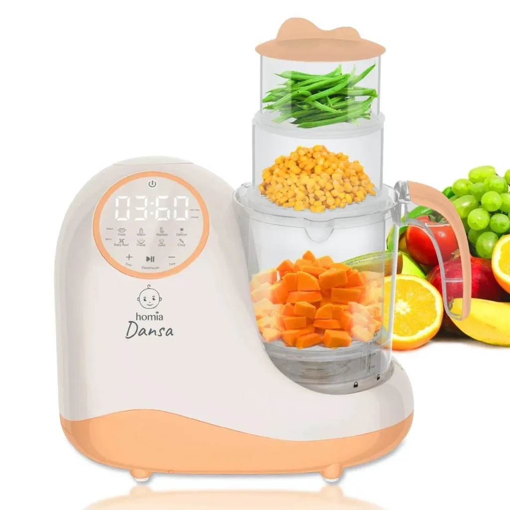 baby food essentials | best baby food maker | HOMIA Dansa baby food steamer and blender at blessedcutebabies.com