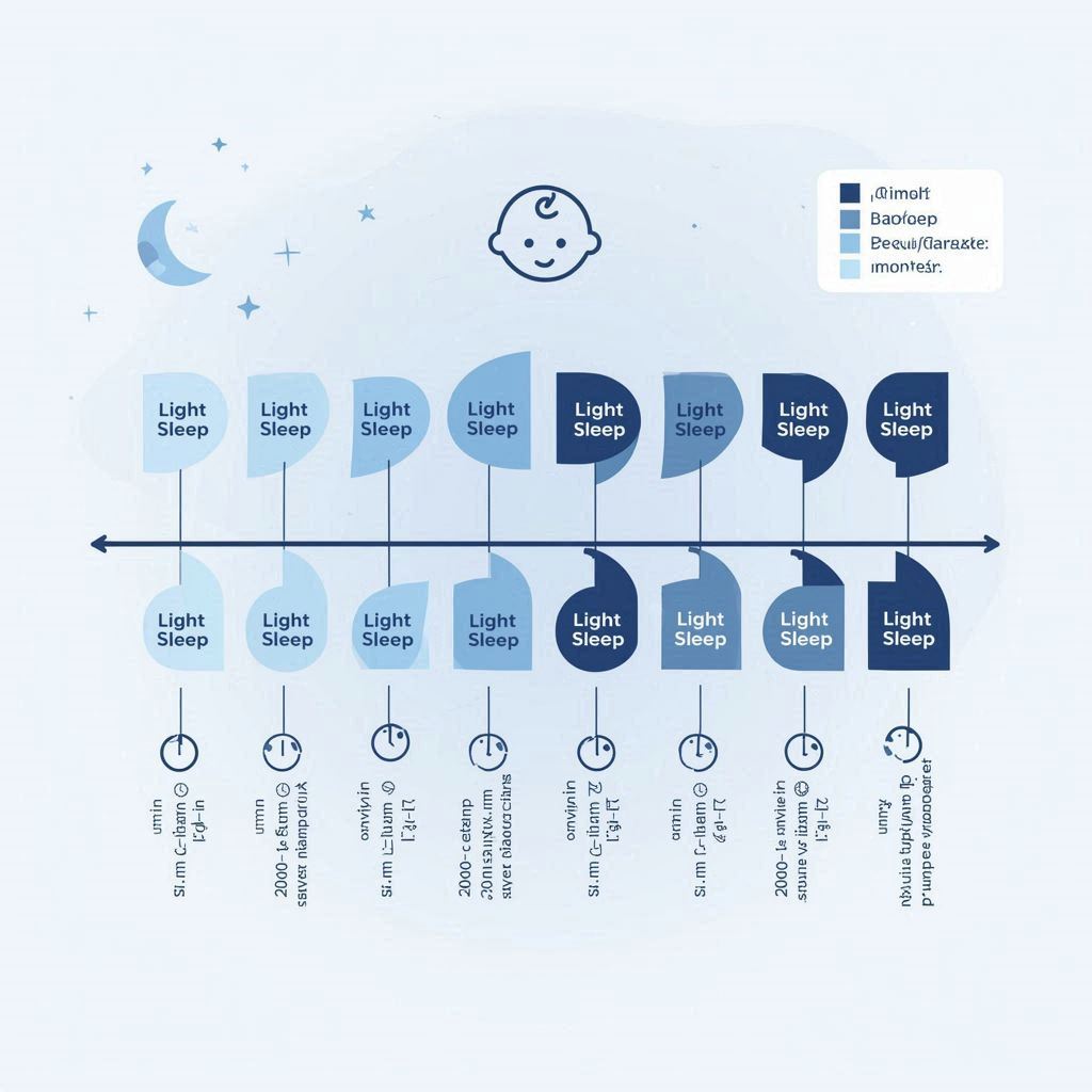 How I Finally Got My Baby to Sleep Through the Night: Baby Sleep Schedule 2 An illustrated baby sleep cycle chart showing light and deep sleep phases.